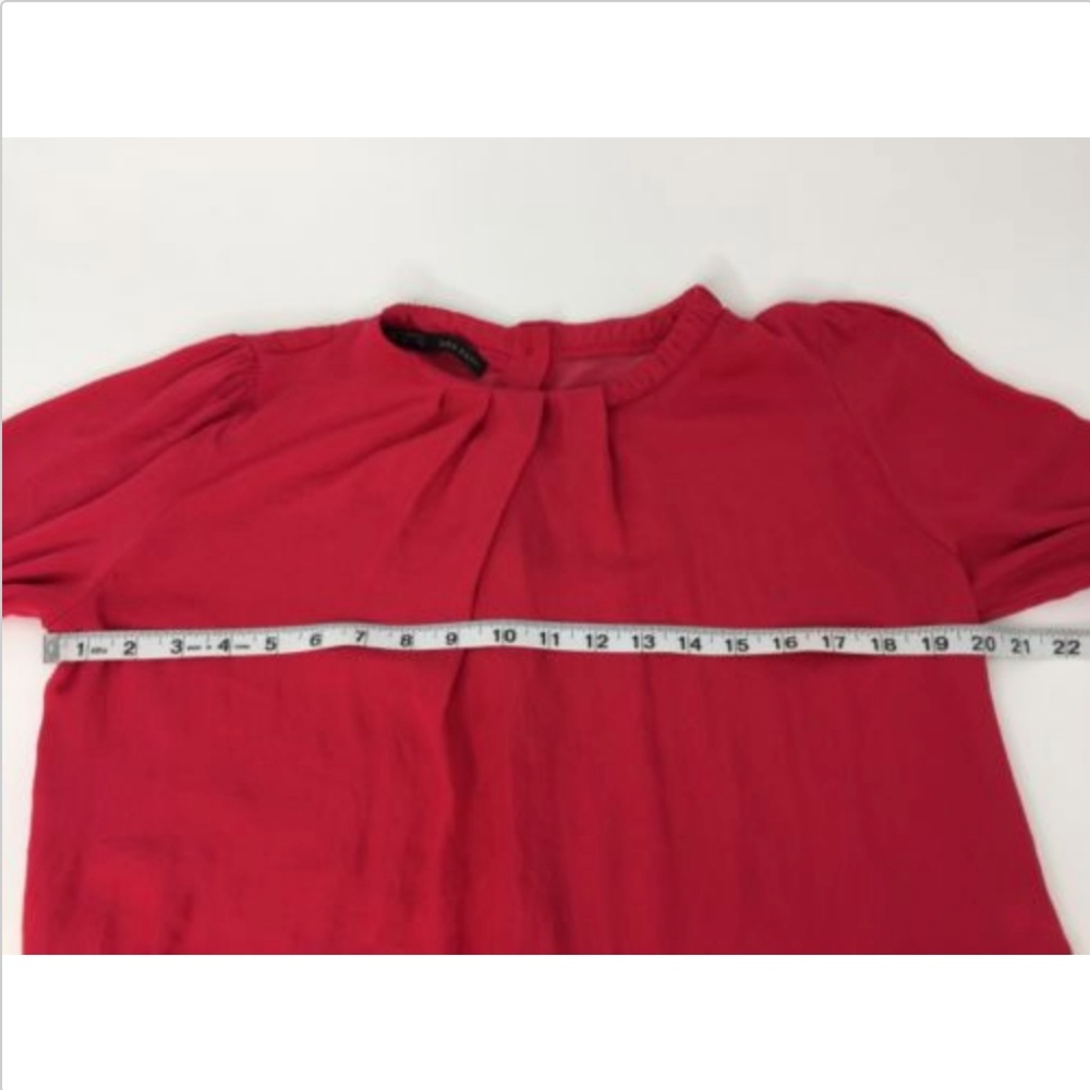 Zara Basic Red Back Button Blouse Top Size Large - image 5